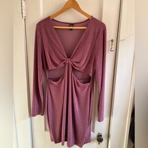 Wild Fable Shimmering Mauve Pink Long Sleeve Cutout Dress